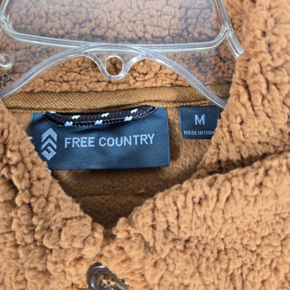 Free Country Women Copper Brown Teddy Fleece Medium Button Down Jacket New - Picture 5 of 7